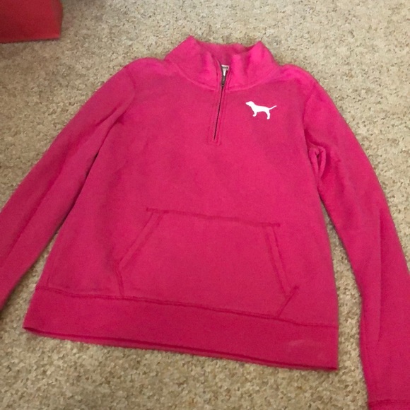 PINK Victoria's Secret Tops - NWOT QUARTER ZIP HOT PINK VS SWEATSHIRT